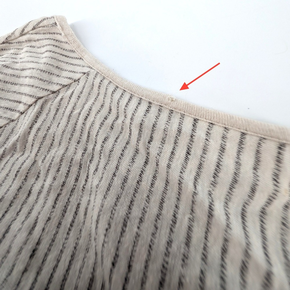 Pure Jill J. Jill Linen Blend Striped Knit Top Neutral Coastal Size S Petite - Picture 4 of 7